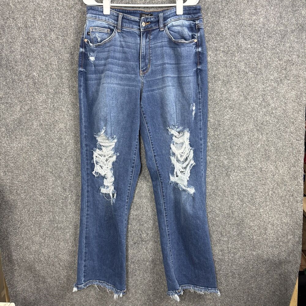 Judy Blue Dad Jeans Womens Size 14W Blue Distressed JB82605MD PL